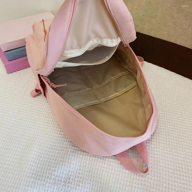 2025 NEW School Bags For Girls Canva Bow Embroidered Aesthetic Backpack Large Capacity Student Daily Bookbag Lightweight College Knapsack zhanyishengl