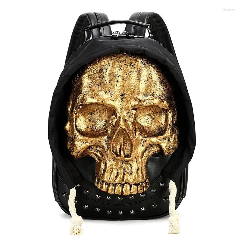 Backpack 3D Skull Halloween Full Face Protection Riveted Mask Waterproof Computer Unisex Personalized Bag 15dc 4