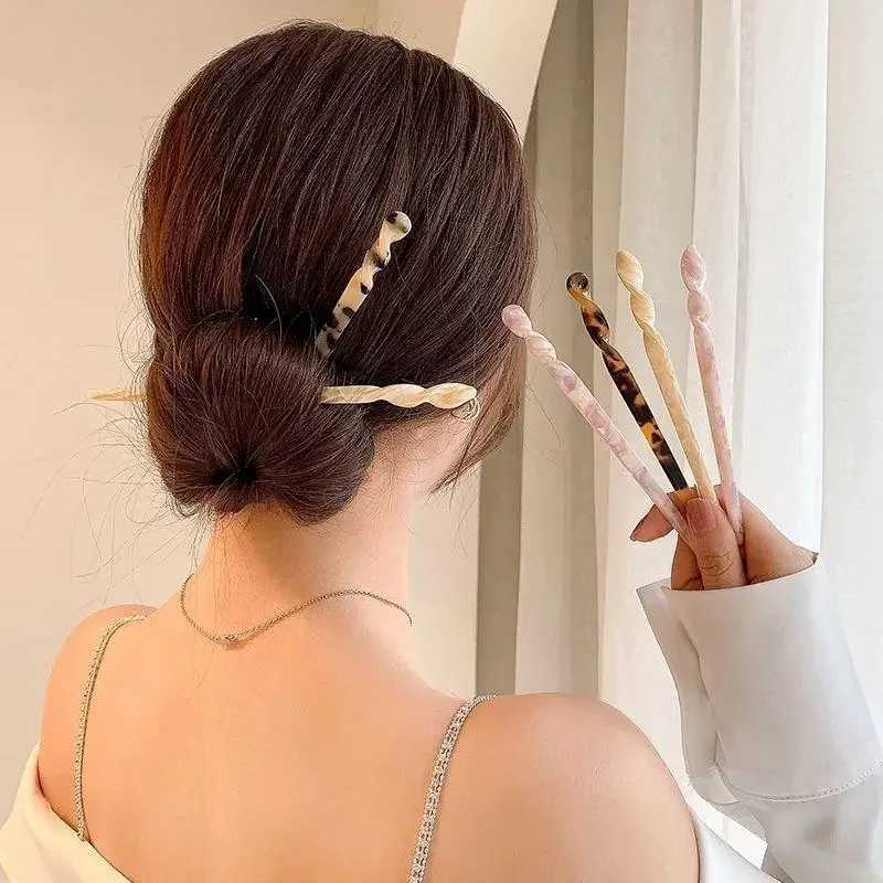 Fashion Chinese Style Hair Sticks Vintage Acetate Chopstick Women Hairpins Clips Wedding Jewelry Girl Beauty Styling AccessoriesX2409
