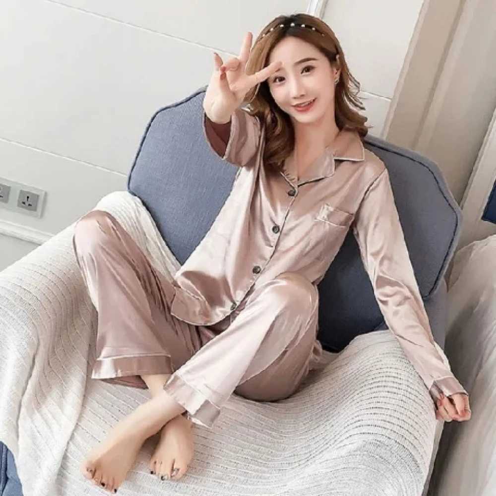 Classic Pajamas 2024 Casual New Elegant M-5XL Fashion Solid Womens Female Sleepwear Spring Fall Long Sleeve Pants House ClothesX2409