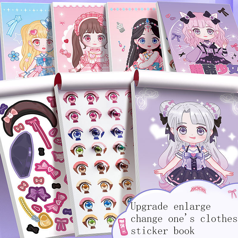 Princess Dress Up Sticker Book Creative Handmade DIY Makeup Book Sticker Cartoon Children's Toy Puzzle Decoration Material