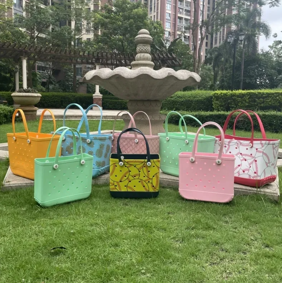 Shopping Extras Large Silicon Tote Bag Rubber With Holes Bog Bags XL Handbag Designer 1104