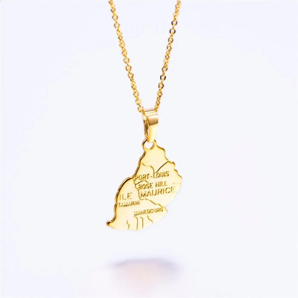 ChainsPro Mauritius Jewelry Map Mens Ile Maurice Pendant Gold Mauritius Republic Map Necklace Womens Jewelry P643 240911