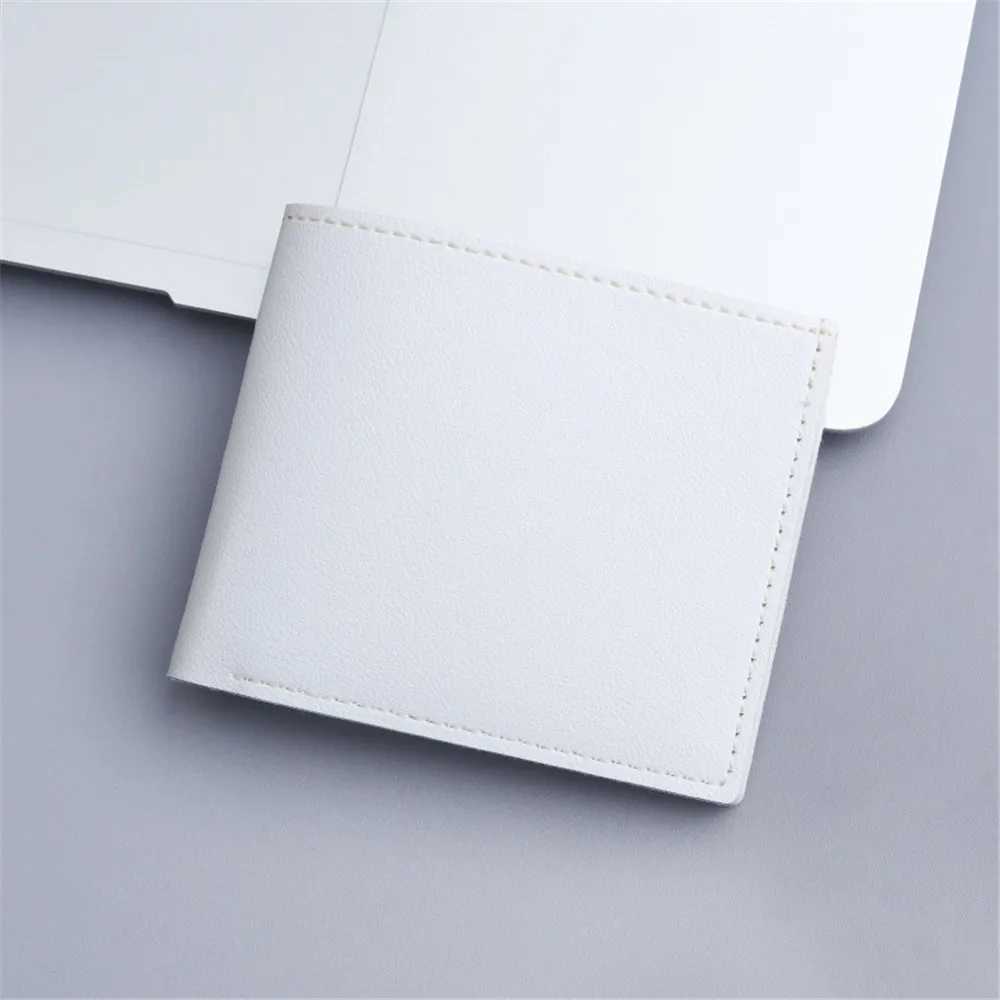 Short PU leather mens wallet solid color thin mens card holder small wallet business folding wallet new Z250411