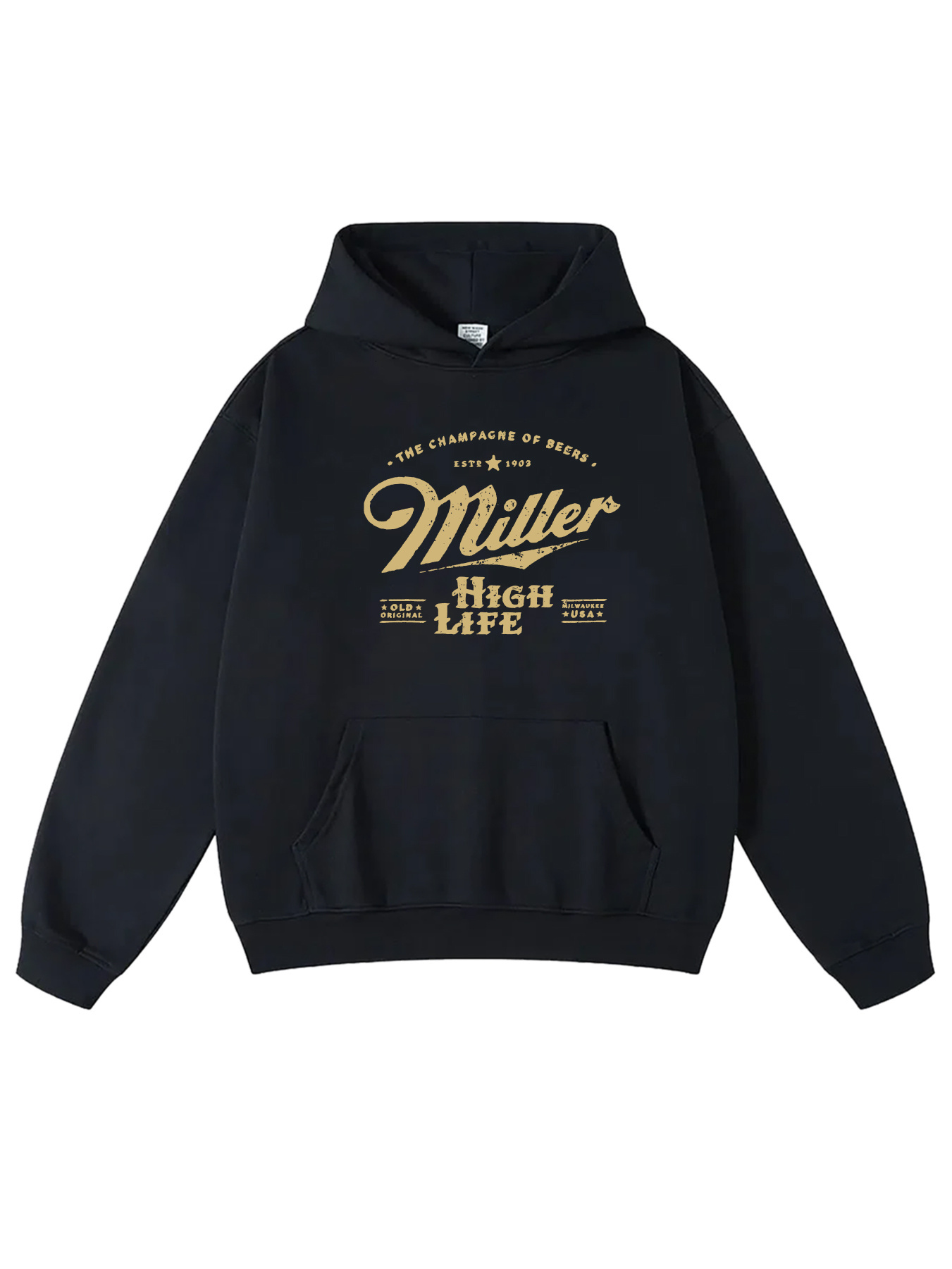 Miller HIGH LIFE print hoodie, casual and versatile men's hooded sweatshirt to create a unique casual look