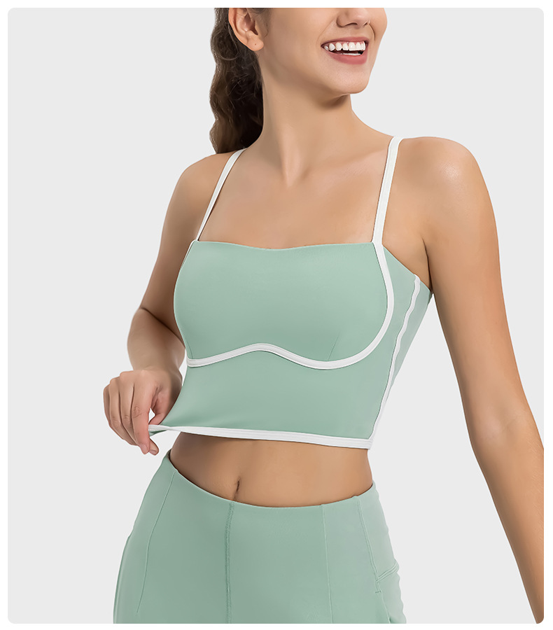 Women Bra Yoga Sport High Impact Fiess Seamless Top New Color Blocked Adjustable Sports Vest