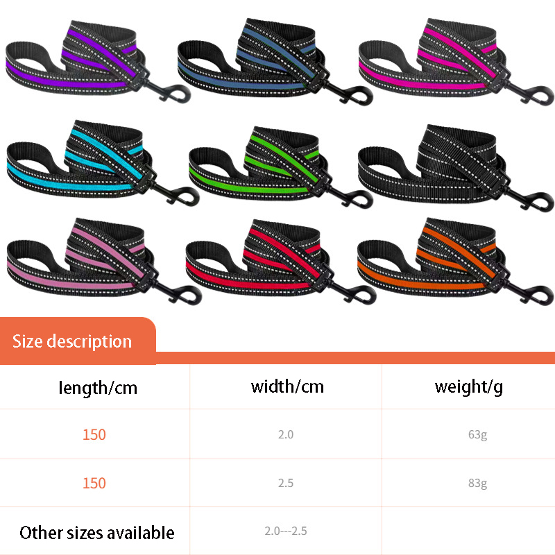 Pet Leash Nylon Webbing Dog Leash Night Reflective Explosion-proof Dog Leashes for Medium and Large Dogs and Cats Outdoor Travel