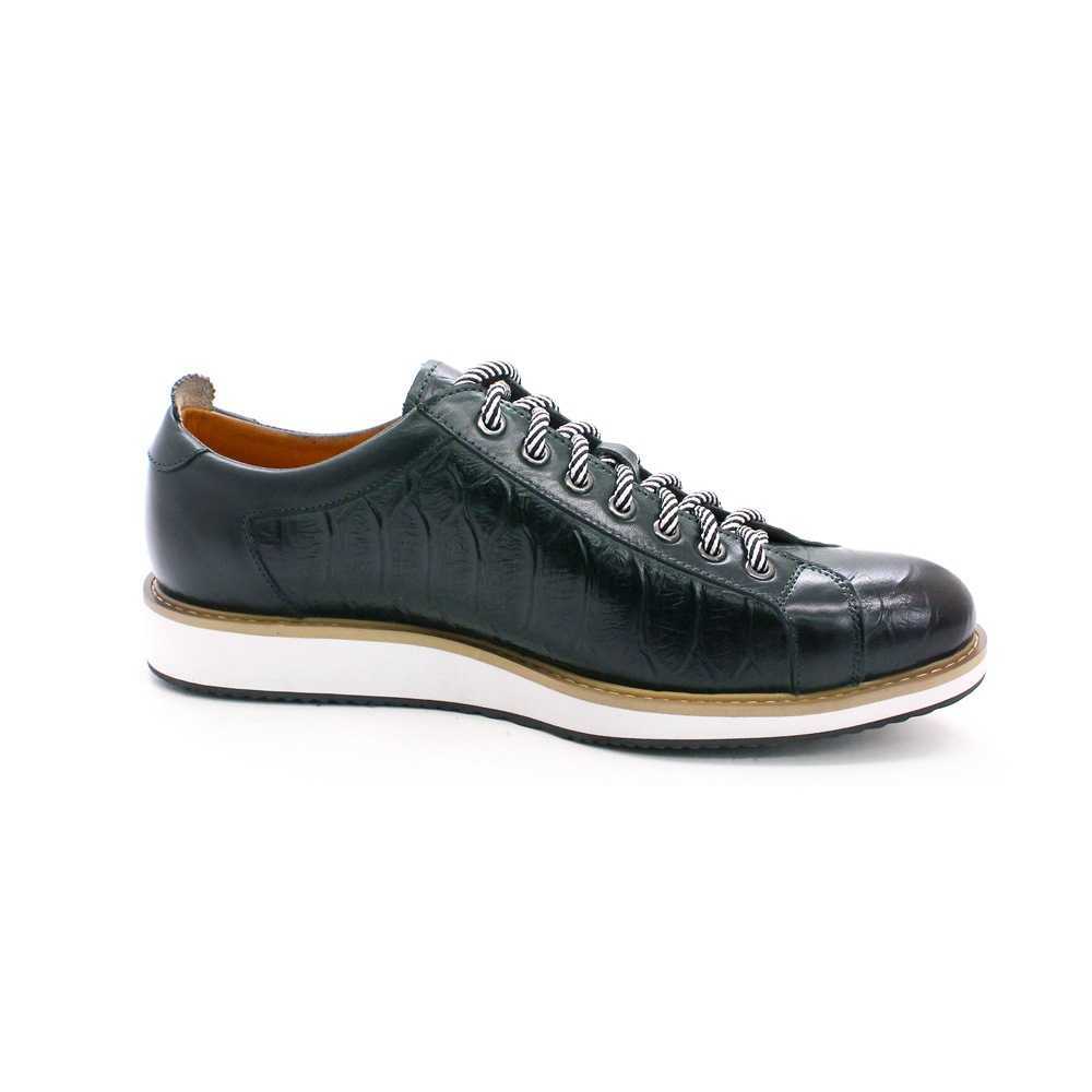 CMM Casual Leather Shoes Mens Shoes Leather Thick Soled Daily Single Shoes Fashionable Crocodile Pattern Embossed Handmade Shoes Shoes Men