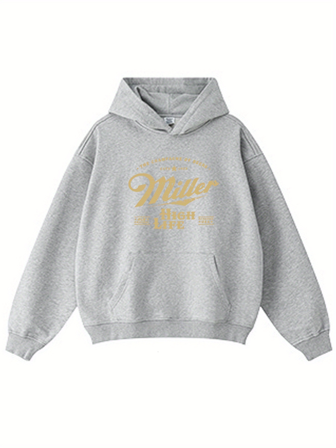 Miller HIGH LIFE print hoodie, casual and versatile men's hooded sweatshirt to create a unique casual look