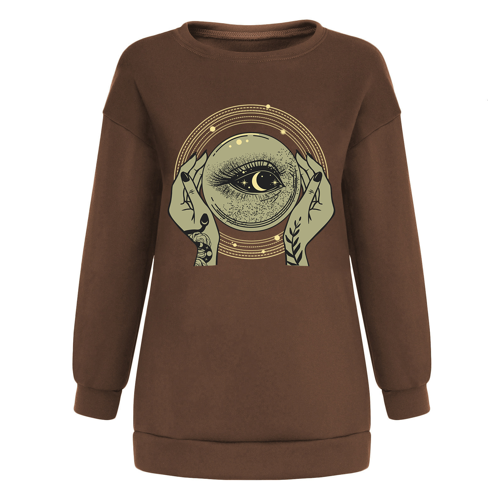 dongdumaoyi 2024 New Fashion Trend Shoulder Hoodie Large Round Neck Korean Edition Women's Eye Print F0911#26