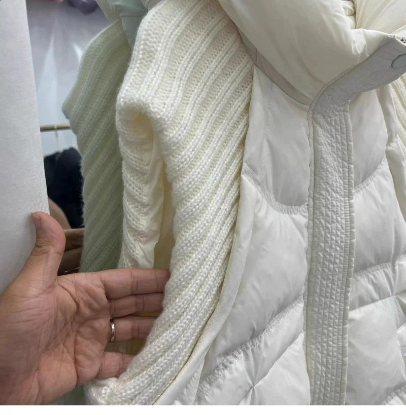 Autumn Winter Cotton Vest Womens Fashion Knitted Splicing Short Sleeve Hoodie Top 240910