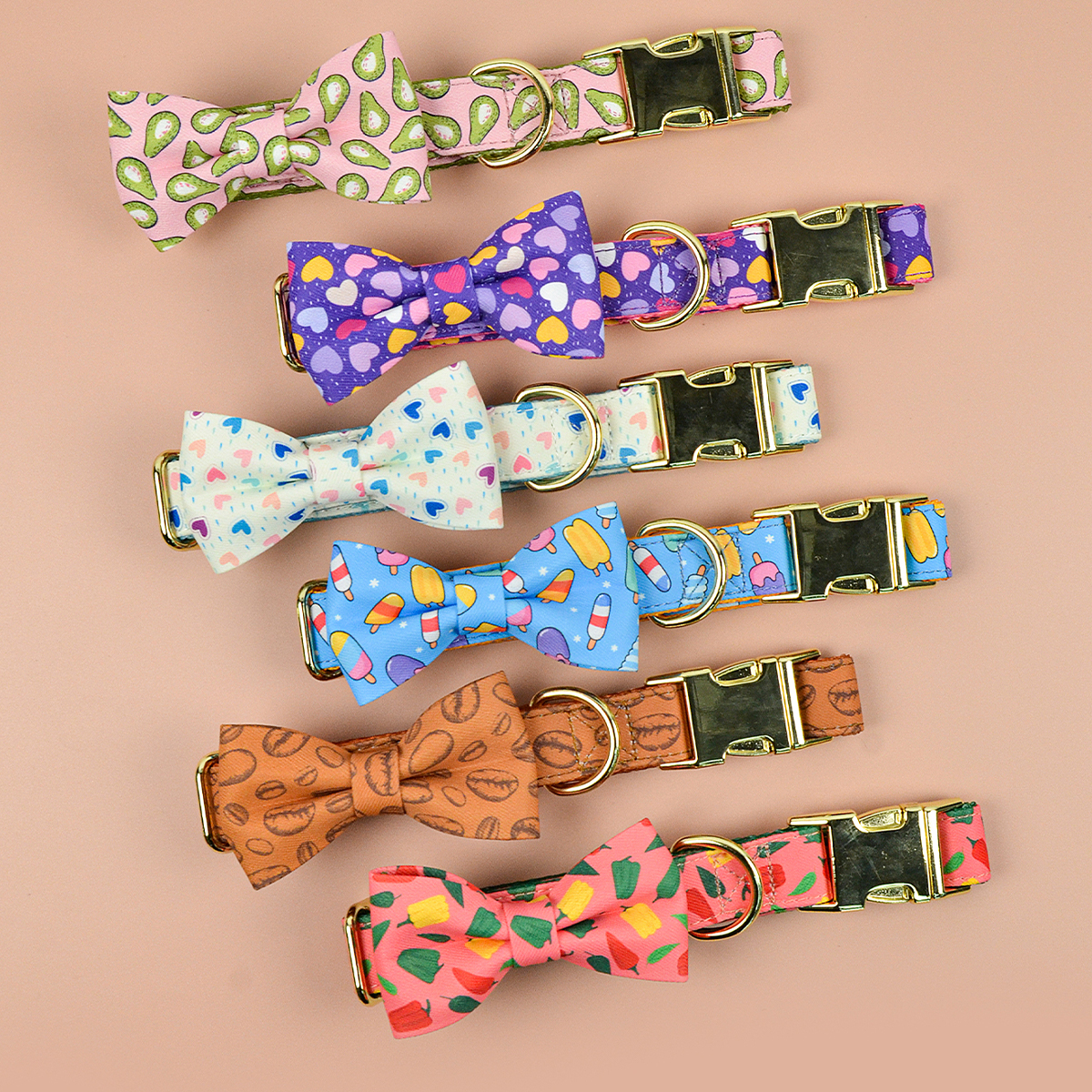 MIDEPET Factory Wholesale High Quality Sublimation Gold Pet Dog Collar Manufacturer Dog Sprint Collar With Bow Tie