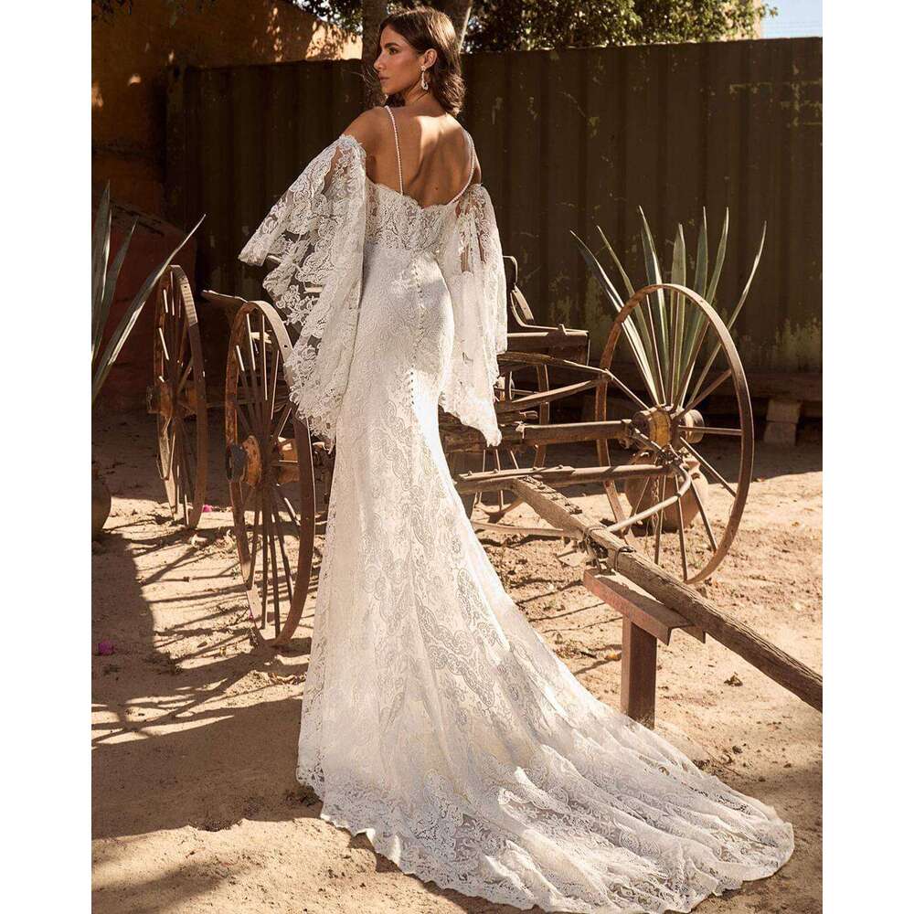 Dresses Pretty Mermaid Spaghetti Strap Appliques Lace Backless Or Length Princess Bride Wedding Dress Custom Made