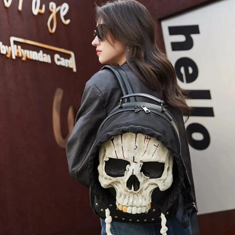 Backpack 3D Skull Halloween Full Face Protection Riveted Mask Waterproof Computer Unisex Personalized Bag 15dc 4