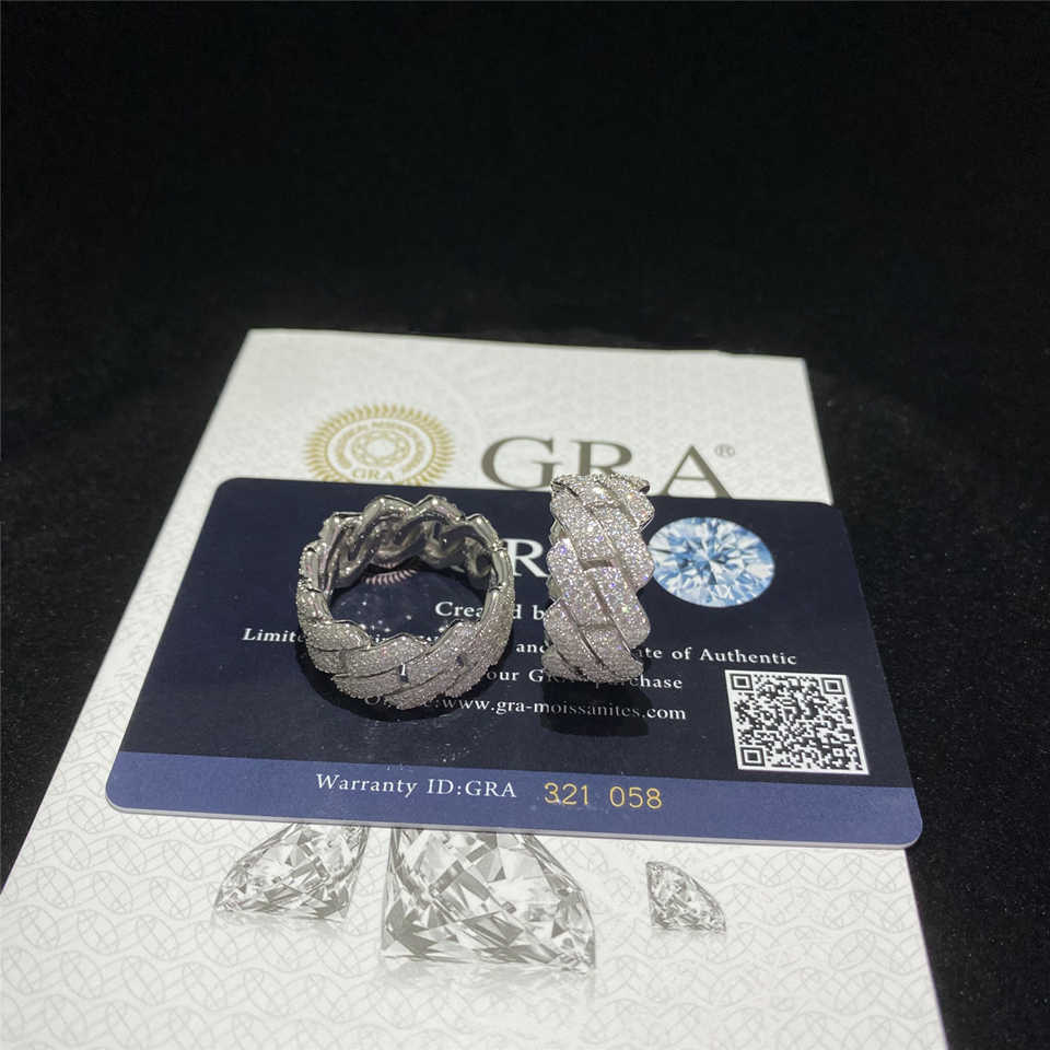 Band Cuban Custom Hip Hop Sterg Vvs Moissanite Dia Rings Men Iced Out Sier Ring Gold Plated For Women Jewelry Gift