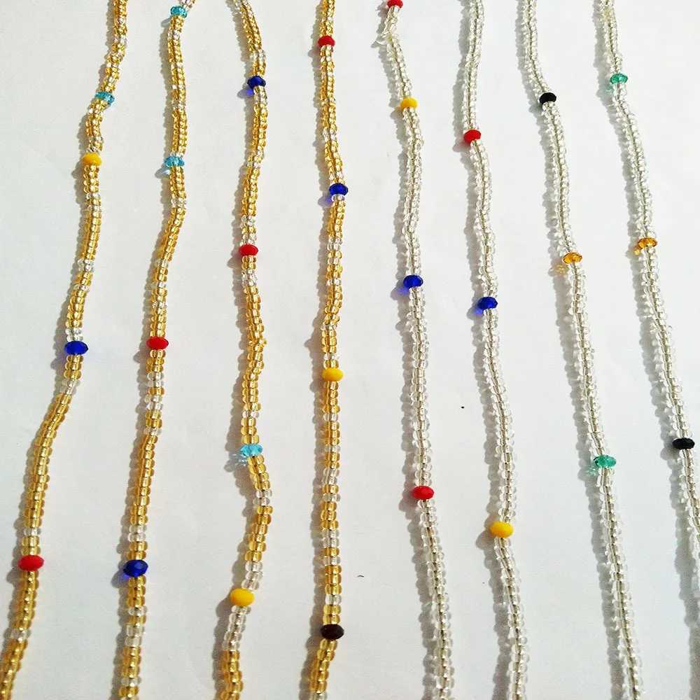 Colorful Beaded Elasticity Waist Belly Chain for Women Girl 2023 Fashion Summer Beach Waistband Bikini Beads JewelryXJ250224