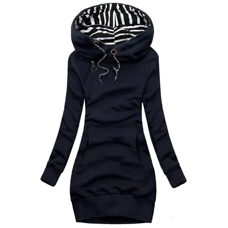 Autumn Winter Women Dresses Fashion Long Sleeve Hoodie Dress Casual Hooded Dresses for Women Pullover Long Sweatshirt