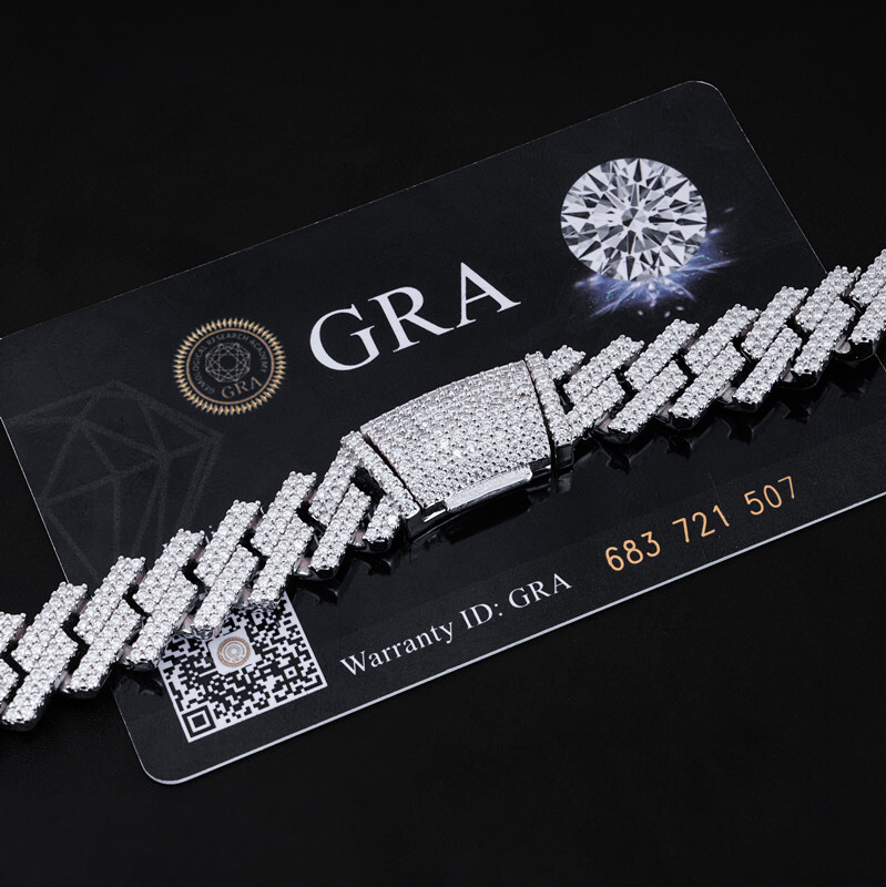 New Arrival Passed Dia Tester Mossanite for Men 12mm Sier Hip Hop Iced Out Jewelry Moissanite Cuban Link Chain Through testing