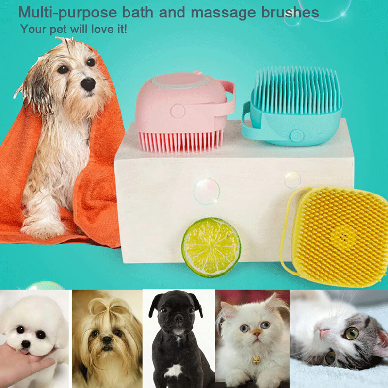 Pet Dog Shampoo Brush Cat Massage Comb Grooming Scrubber for Bathing Short Hair Soft Silicone Rubber Pet Shower Accessories