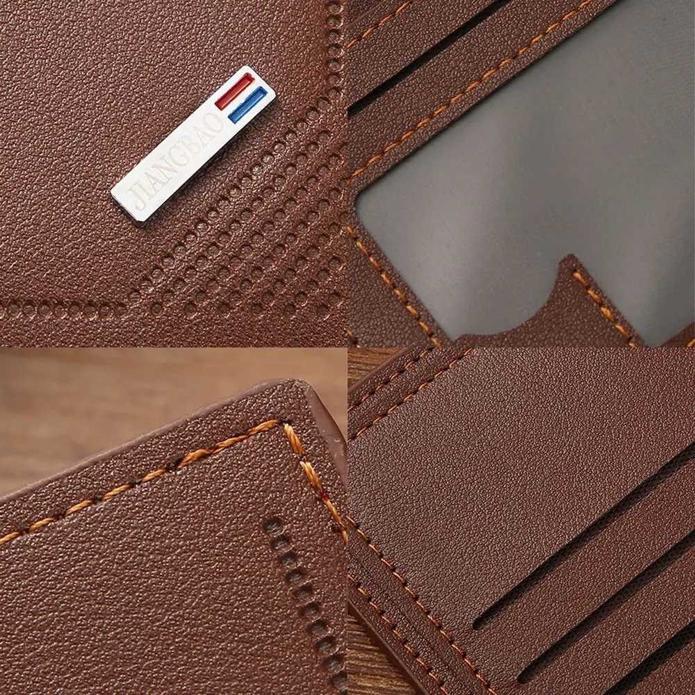 Multi position mens short wallet PU leather thin mens coin pocket Korean style multifunctional mens leather wallet shopping Z250411
