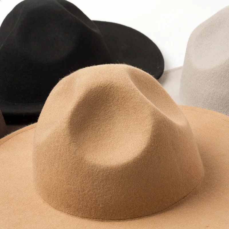 European autumn and winter wool top hat wide border hat hip-hop stage fashion styling wool felt hat 240909