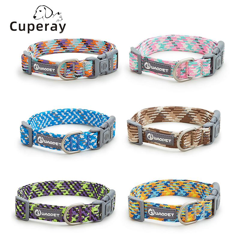 Nylon Dog Collar Adjustable Reflective Pet Collars with Metal Buckle and Quick Release Buckle Large and Medium Dog Pet Collars