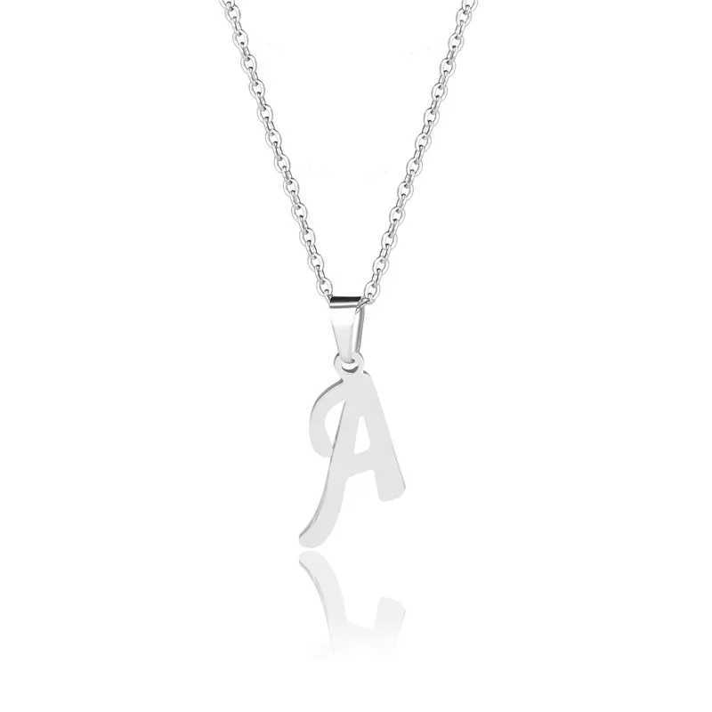 Silver Color 26 Letters Jewelry English Alphabe Necklaces for Women Choker A B C D E F G H I J K L M N O P Q R S T U V W X Y ZX240910