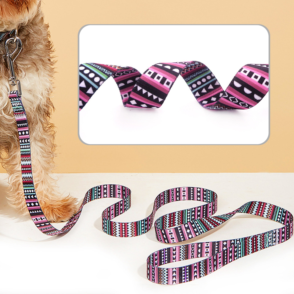 Multicolor Dog Leash Nylon Tribal Pattern Durable Cat Pet Leashes for Small Medium Large Dogs Puppy Lead 120cm Long for Walking
