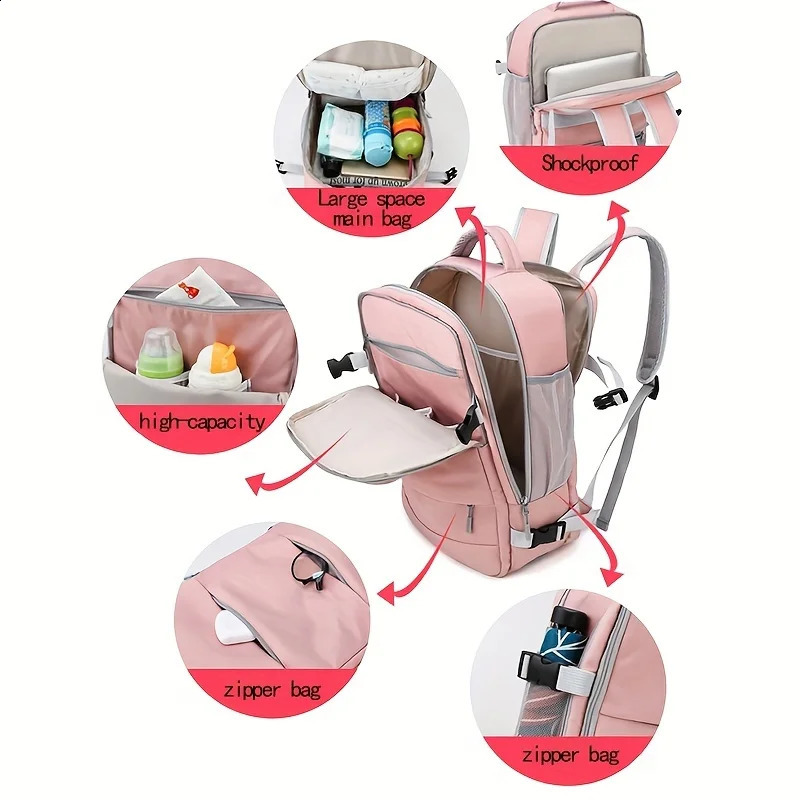 Womens large capacity travel multifunctional backpack with shoe storage compartment multi-layer dry wet separation waterproof ww 240914