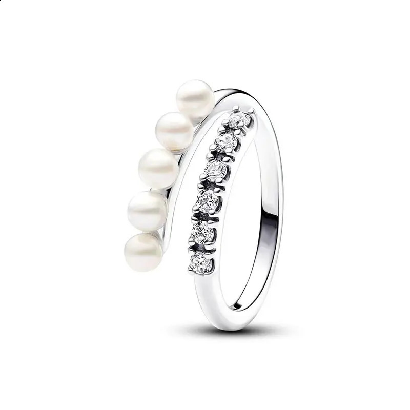 2024 925 Silver Ring Sparkling Herbarium Cluster Open Overlapping Band For Women Gift Fine Jewelry 240906