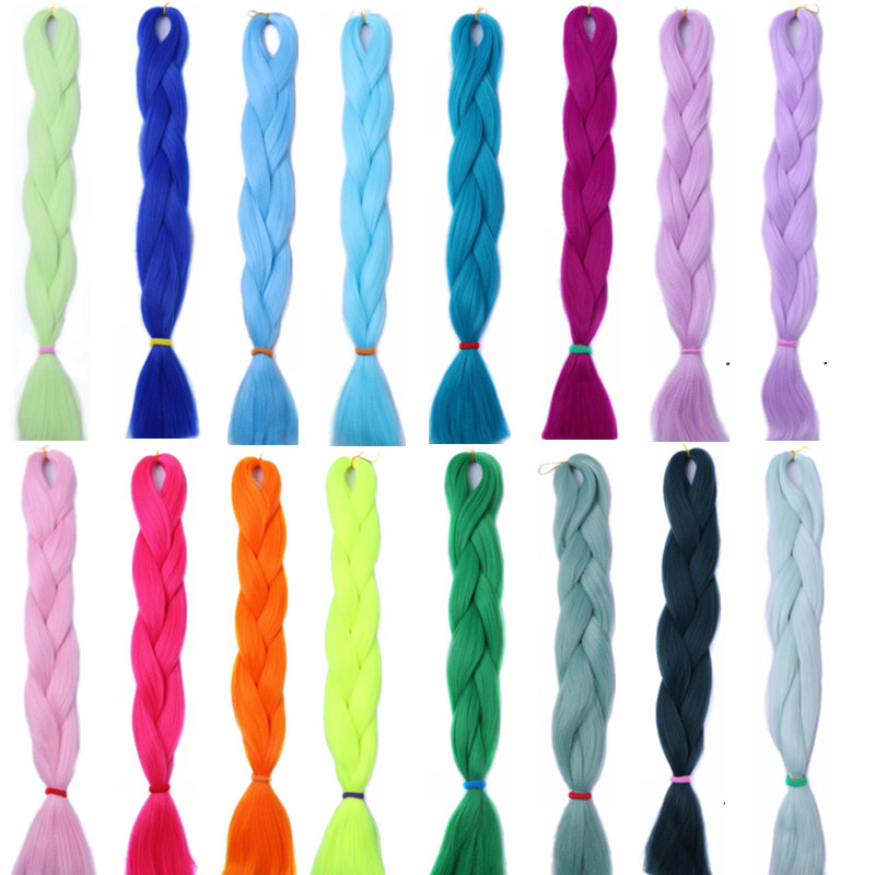 Wholesale Synthetic Jumbo Braiding Hair Bulk 24inch 80g Single Color Synthetic Straight Crochet Braids hair Extensions