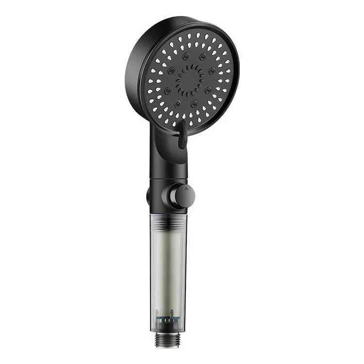 High pressure shower head with 5 modes adjustable shower head equipped with hose water-saving one click stop nozzle bathroom accessories CL240911