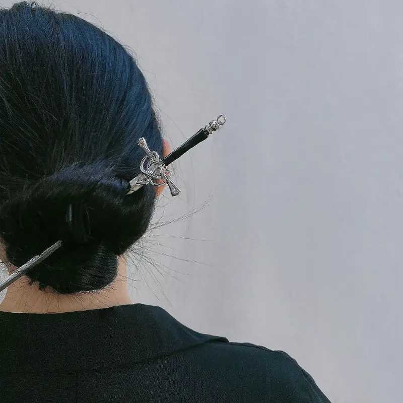 New Chinese Punk Metal Sword Hairpin Chinese Simple Hair Sticks for Women Diy Hairstyle Design Tools Accessories DropshippingX2409