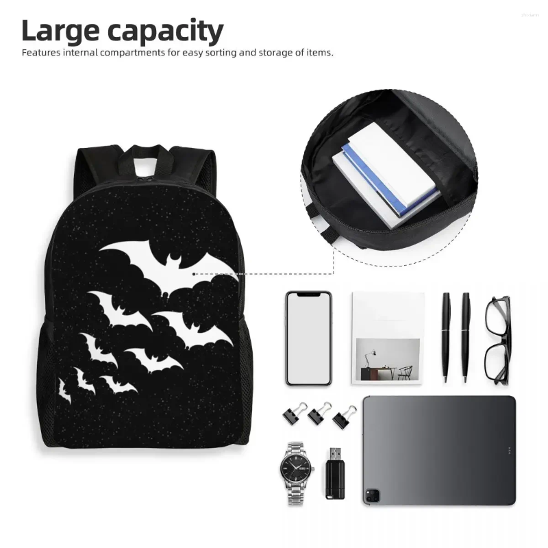 2025 NEW Backpack Bats In The Night Backpacks For Women Men Water Resistant School College Halloween Goth Occult Witch Bag Printing Bookbag zhanyishen