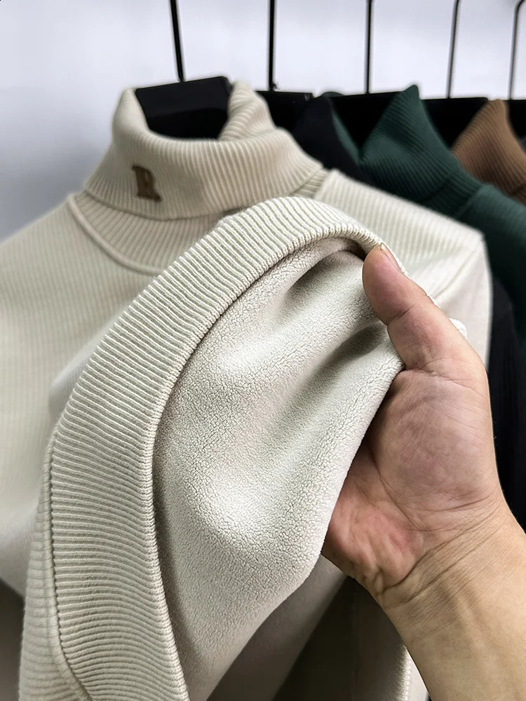 High end y mens embroidered sweater autumn and winter n business leisure high neck knitting trend turtle 240910