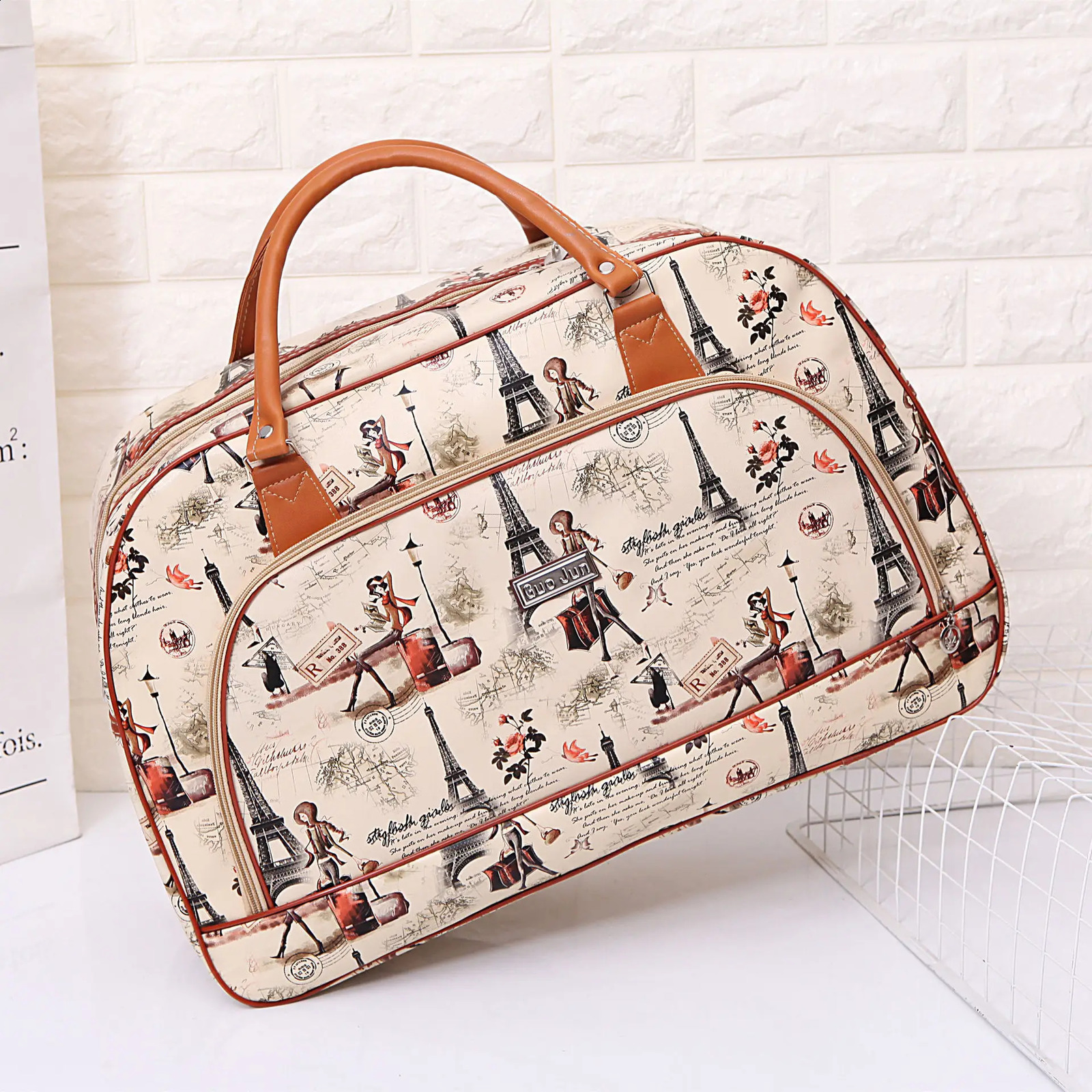 selling PU leather womens travel bag mens large capacity waterproof n zipper multifunctional luggage 240910