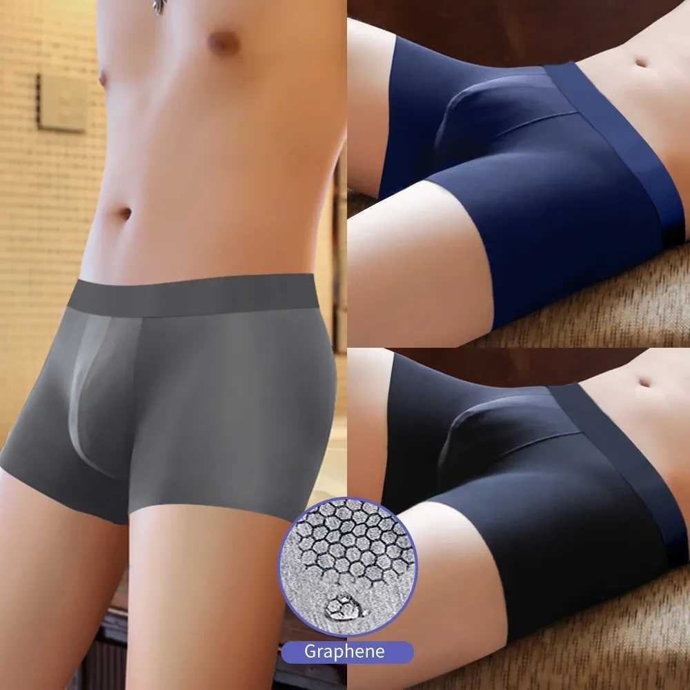 Mens Underwear Boxers Ice Silk Man Panties Boxer Graphene Men Underpants Breathable Comfortable Calzoncillos para hombres L-6XL Y240911