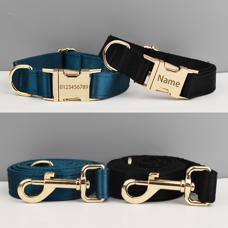 Luxury Personalized Dog Collar Leash set custom，custom Logo detachable dog bow tie collar designer dog collar and leash set