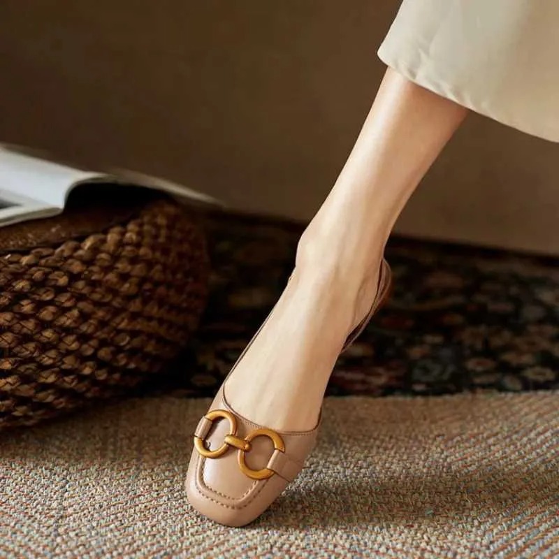 Sandals French womens shoes retro womens sandals 2024 summer new elegant low heel casual shoes lazy Muller shoes designer womens shoes