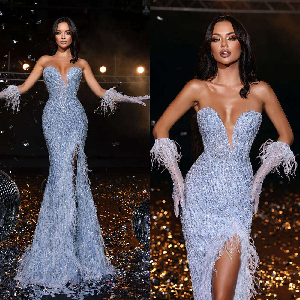 Elegant Evening Dresses Mermaid Sweetheart Split Sequined Backless Court Gown Party dresses Vestido De Noite Custom Made