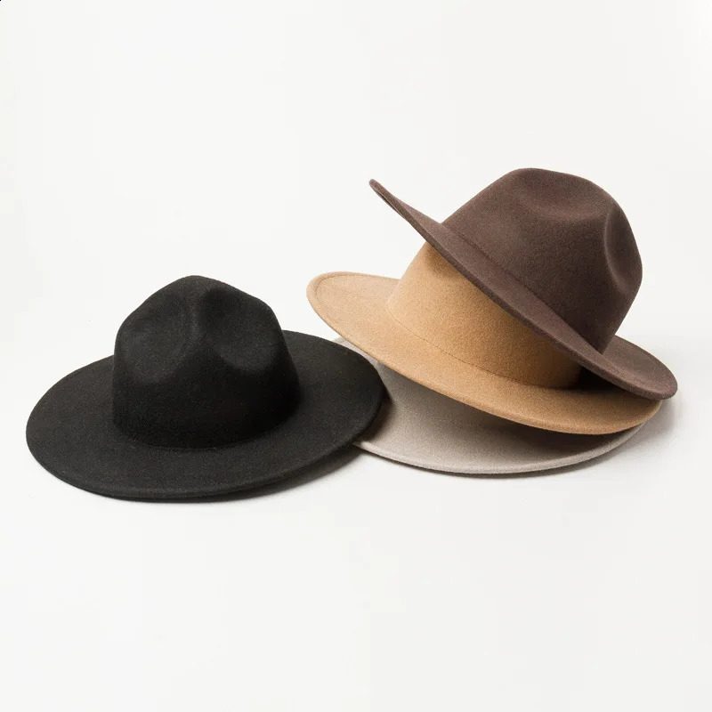 European autumn and winter wool top hat wide border hat hip-hop stage fashion styling wool felt hat 240909