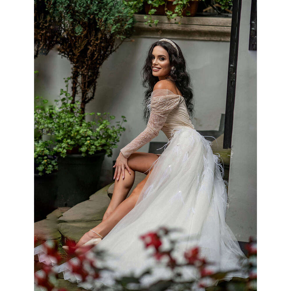 Gorgeous Dresses Detachable Appliques wers Sequins or-Length Bride Wedding Dress Vestido de novia Custom Made