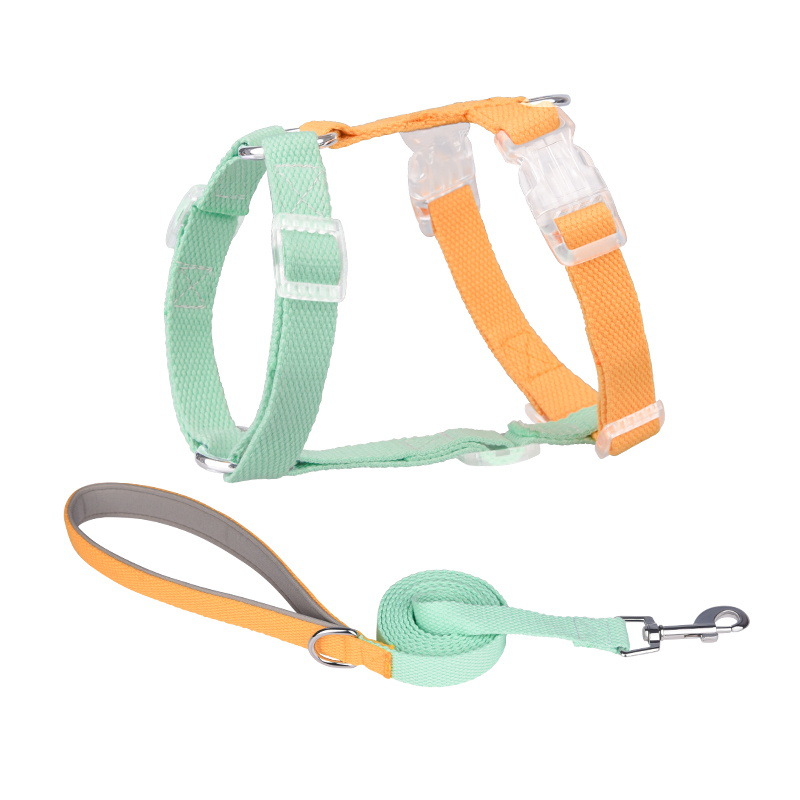 I-shaped Dog Harness with Matching Dog Leash, Polyester-cotton Pet Harness and Leash Set for Small To Medium Dogs Walk Outdoors