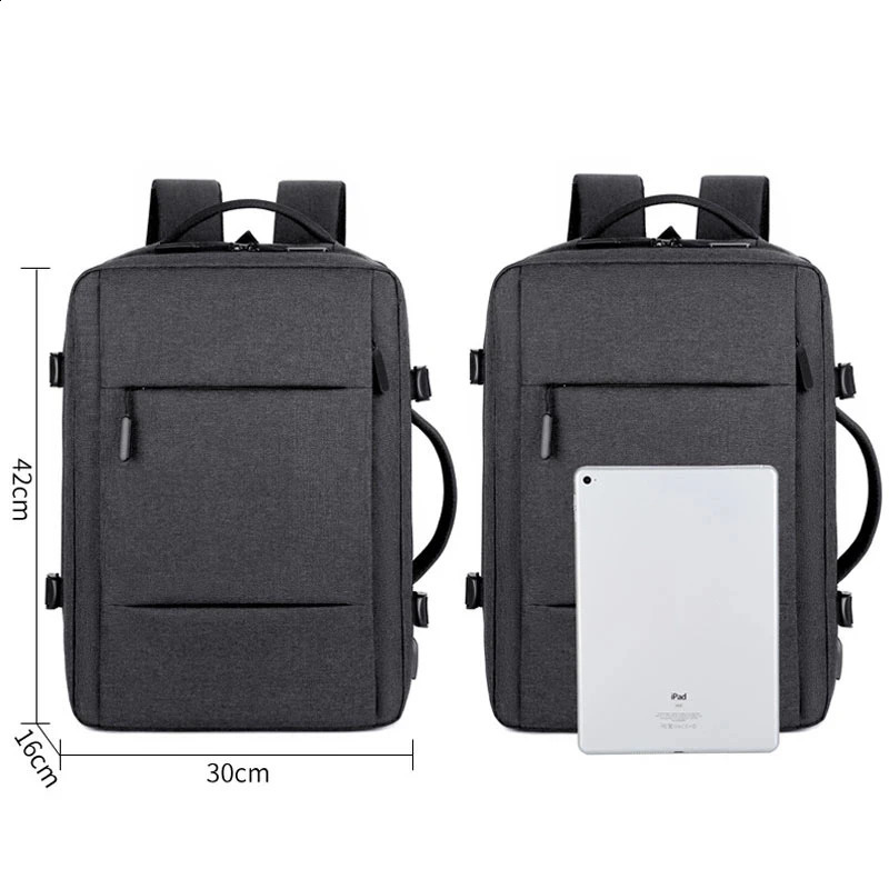 Mens large capacity backpack with USB charging mens laptop bag waterproof business travel backpack ww 240914