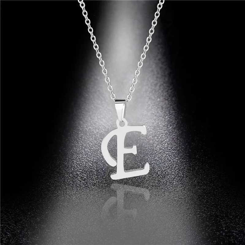 Silver Color 26 Letters Jewelry English Alphabe Necklaces for Women Choker A B C D E F G H I J K L M N O P Q R S T U V W X Y ZX240910
