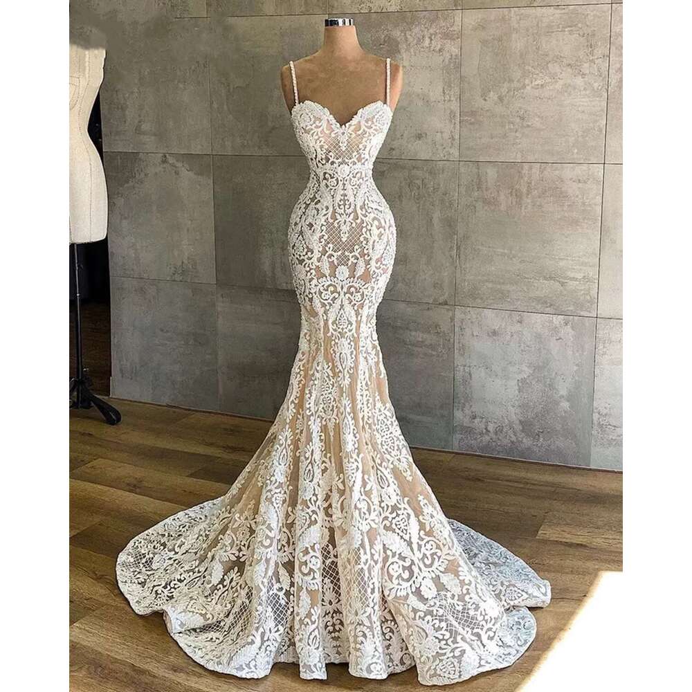 Elegant Sweetheart Collar Sexy Backless Mermaid Italian Strap Wrapped Buttoc Urious Bridal Party Ladies Wedding Dress 6660306
