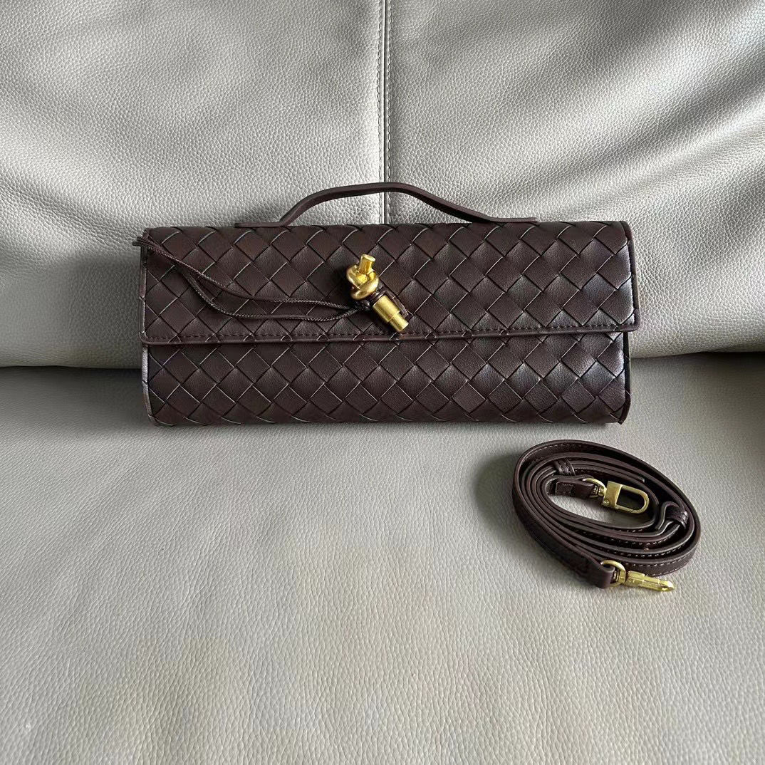 2024 Real Long Clutch Andiamo With Handle Intrecciato Cow Leather Women Bags Purses And Handbag Famous Brand Designer Evening Bag