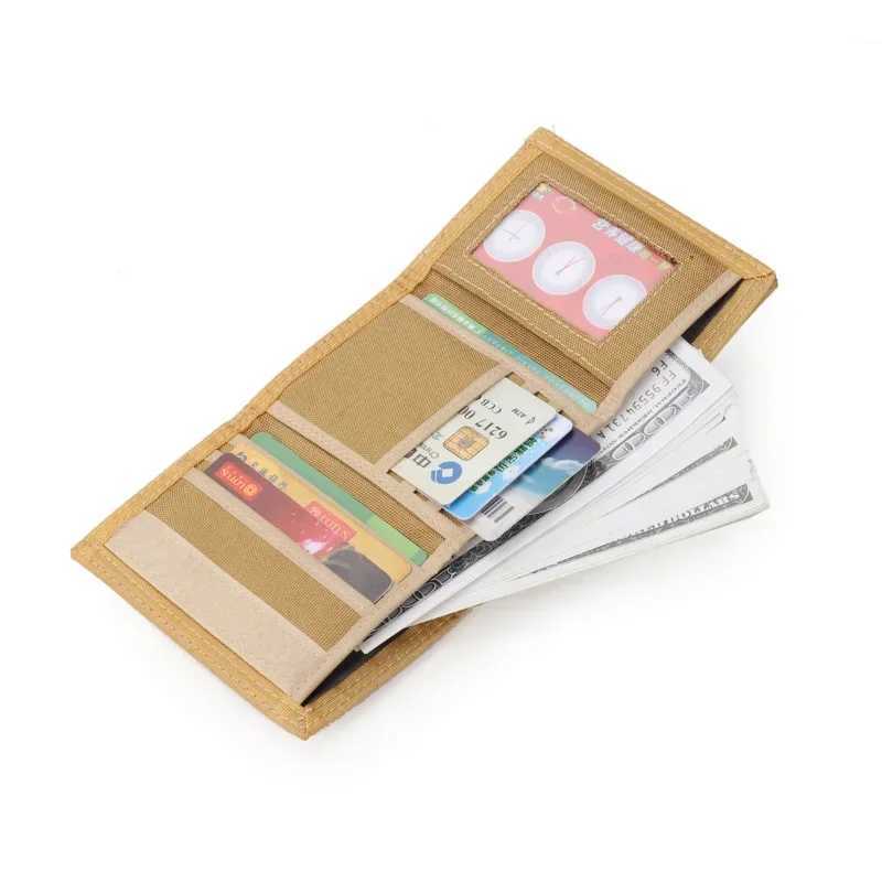 Mens 5-color Korean three fold coin wallet canvas wallet solid color fashionable ultra-thin multifunctional classic portable card holder Z250411
