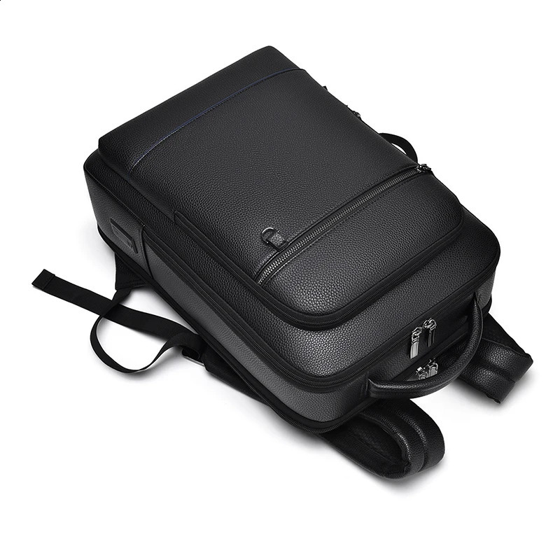 Executive backpack mens PU leather backpack USB charging briefcase travel laptop business shoulder bag men 240910
