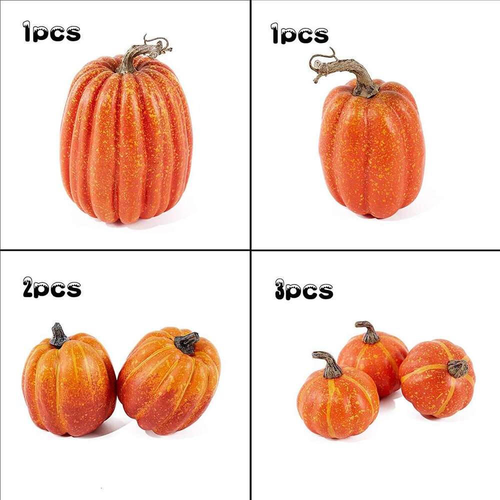 7Pcs Artificial Pumpkin Halloween Decoration Thanksgiving Harvest Festival Fall DIY Craft Halloween Home Party Decoration Props Cc8